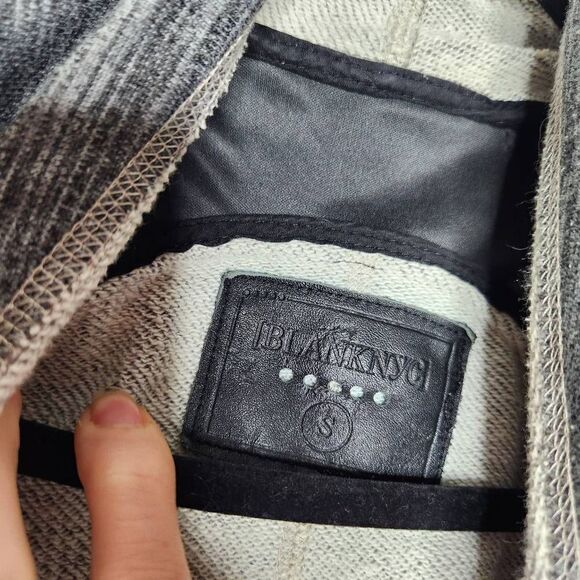 BlankNYC Waterfall Faux Leather Knit Drape Jacket Black Gray Size Small - Picture 14 of 15